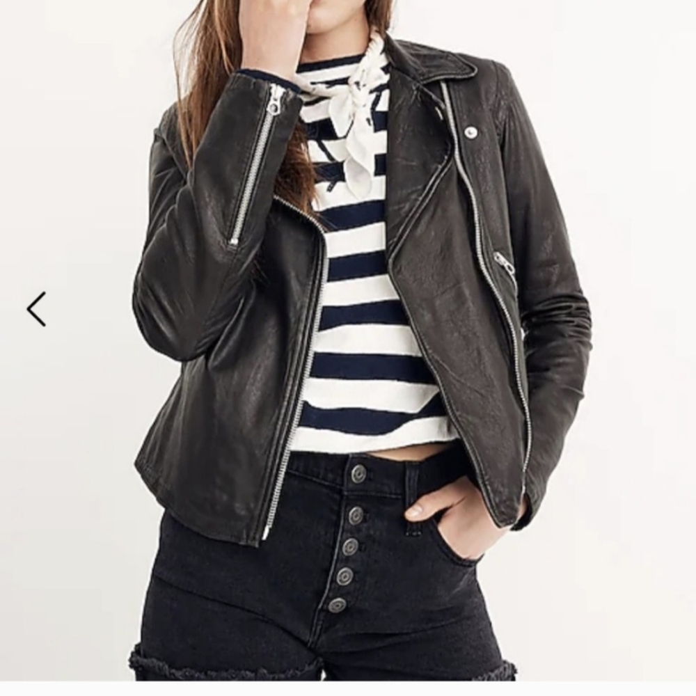 Madewell Washed Leather Motorcycle Jacket Women's XXL